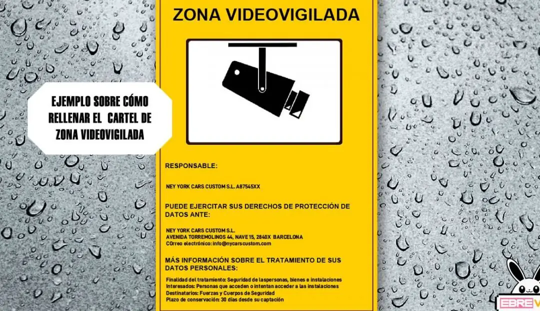 Ejemplo de cartel de videovigilancia rellenado - Ejemplos 10